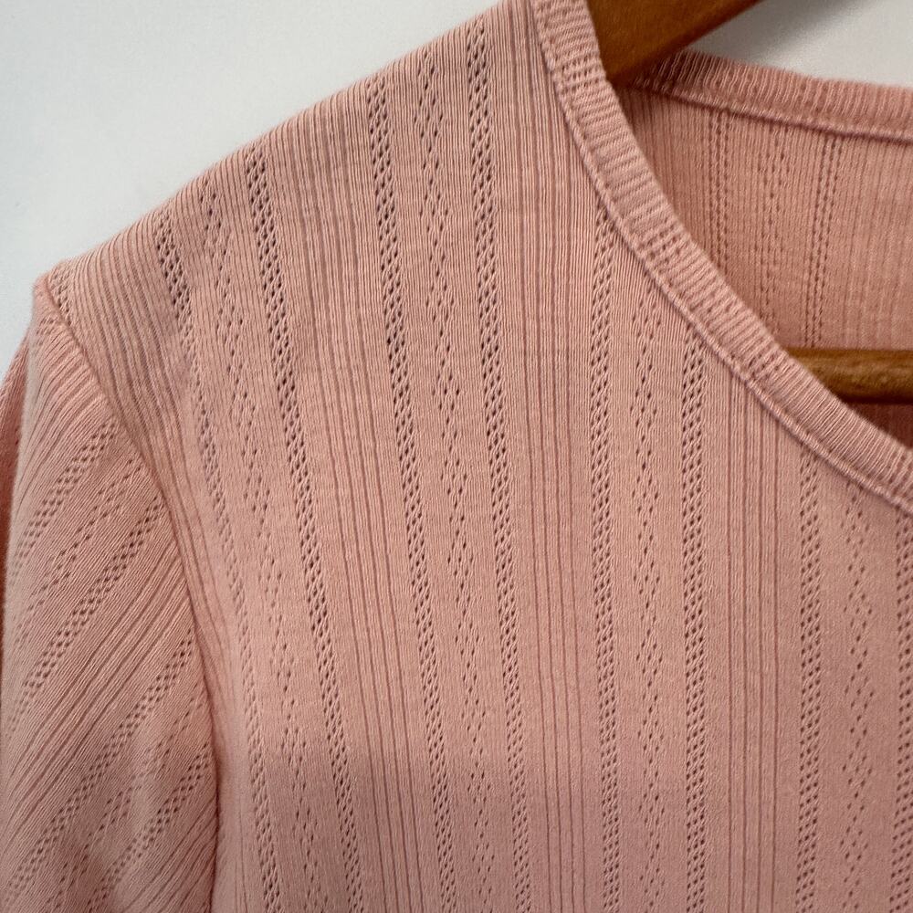 J. CREW Pointelle short-sleeve knit cardigan in Blush // XL - Picture 5 of 9